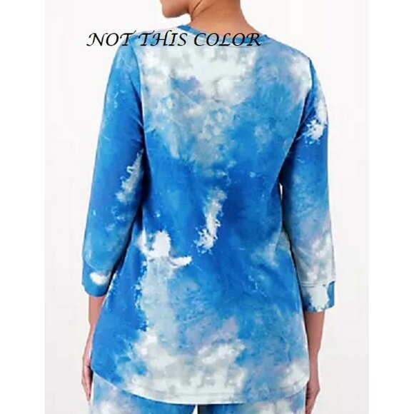 LOGO Lounge by Lori Goldstein Tie-Die French Terry Top MEDIUM (818) - Picture 3 of 6